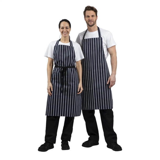 Whites Butchers Stripe Bib Apron Blue/White (5 Pack)