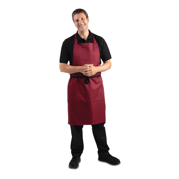 Whites Bib Apron Polycotton Burgundy Whites Bib Apron Polycotton Burgundy