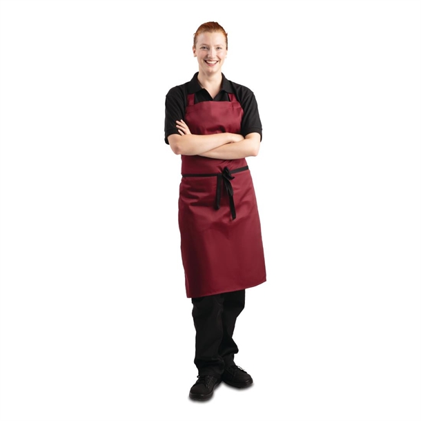 Whites Bib Apron Polycotton Burgundy Whites Bib Apron Polycotton Burgundy