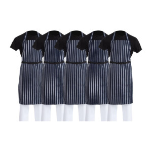 Whites Butchers Stripe Bib Apron Blue/White (5 Pack)
