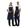 Southside X-Cross Back Bib Apron Denim Blue with Tan Ties