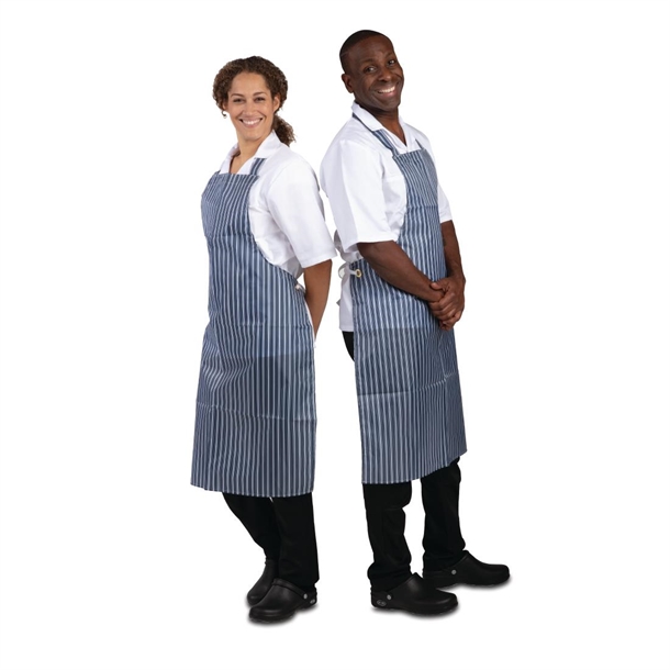 Whites Water Resistant Bib Apron Blue/White Stripe Whites Water Resistant Bib Apron Blue/White Stripe