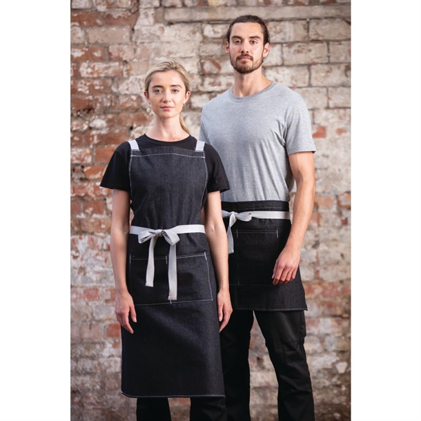 Southside Waist Apron Denim Black with Grey Ties Southside Waist Apron Denim Black with Grey Ties