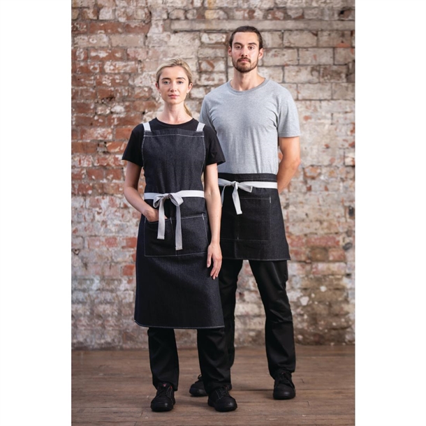 Southside Waist Apron Denim Black with Grey Ties Southside Waist Apron Denim Black with Grey Ties