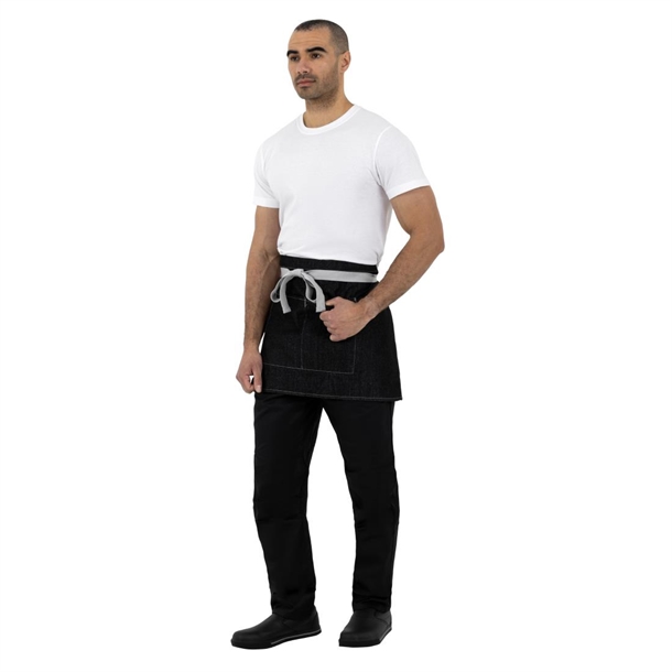 Southside Waist Apron Denim Black with Grey Ties Southside Waist Apron Denim Black with Grey Ties