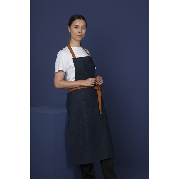 Southside Bib Apron Denim Blue with Tan Ties