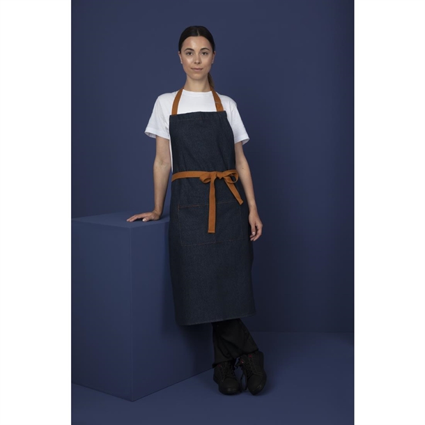 Southside Bib Apron Denim Blue with Tan Ties