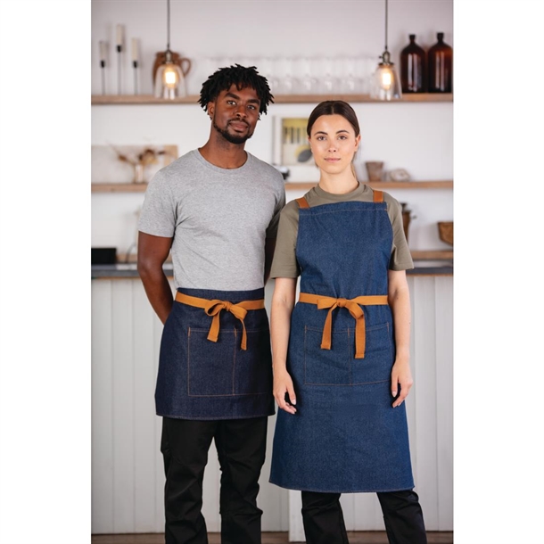 Southside Waist Apron Denim Blue with Tan Ties Southside Waist Apron Denim Blue with Tan Ties