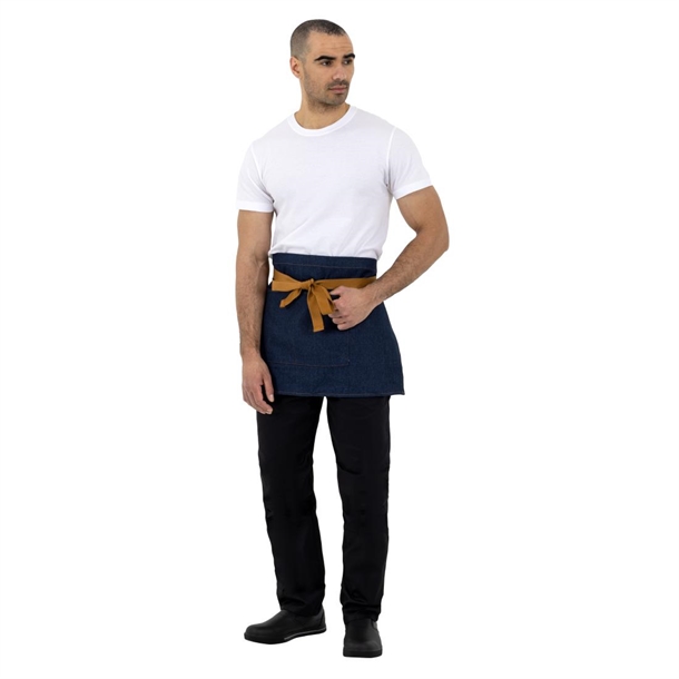 Southside Waist Apron Denim Blue with Tan Ties Southside Waist Apron Denim Blue with Tan Ties