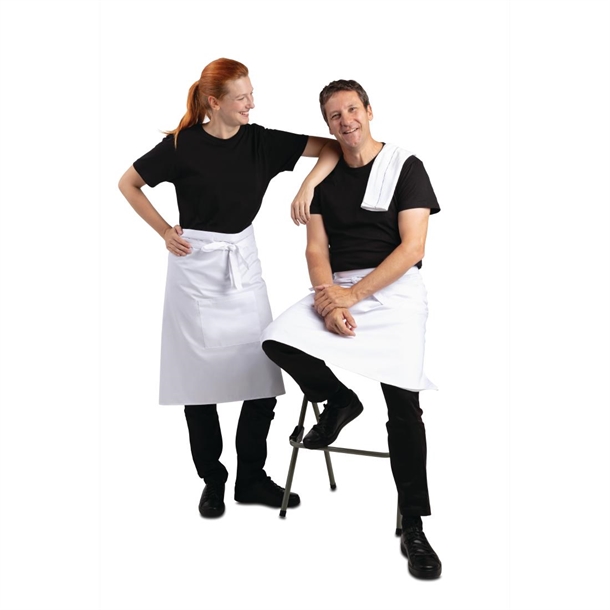 Whites Bistro Apron Polycotton White with Pocket