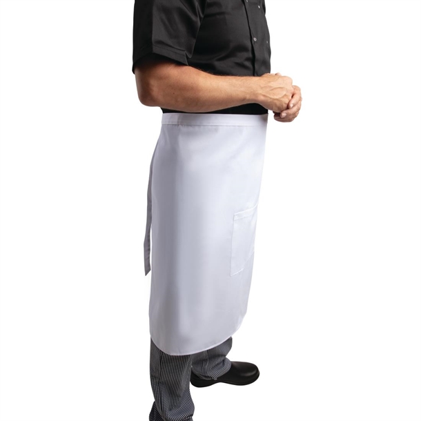 Whites Bistro Apron Polycotton White with Pocket