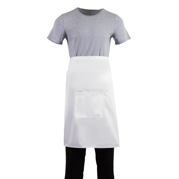 Whites Bistro Apron Polycotton White with Pocket