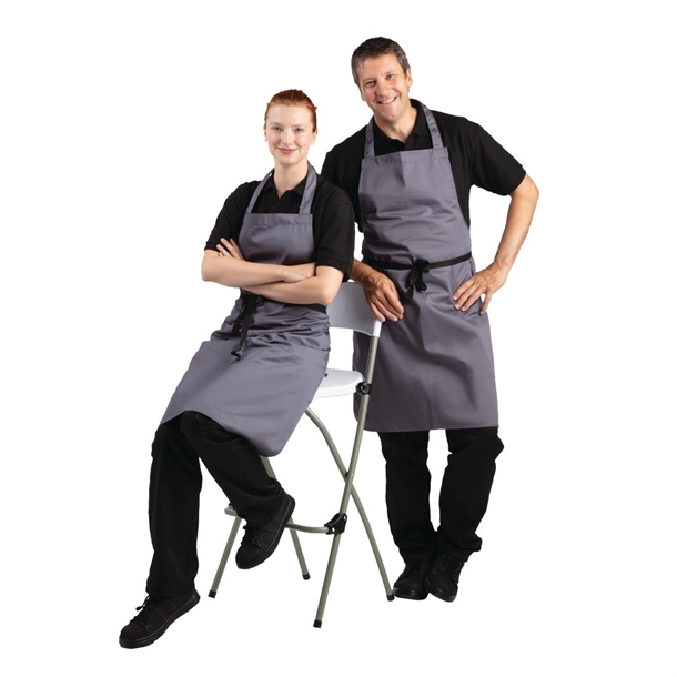 Whites Polycotton Bib Apron Charcoal Whites Polycotton Bib Apron Charcoal