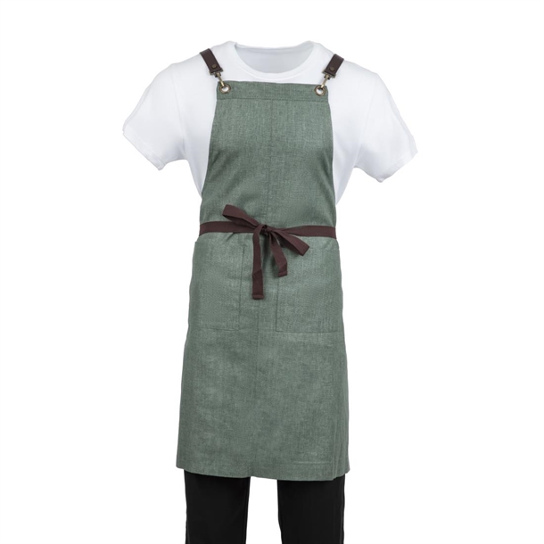 Southside Linen Blend Bib Apron Forest Green Southside Linen Blend Bib Apron Forest Green