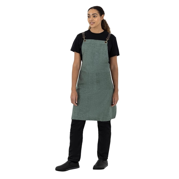 Southside Linen Blend Bib Apron Forest Green Southside Linen Blend Bib Apron Forest Green