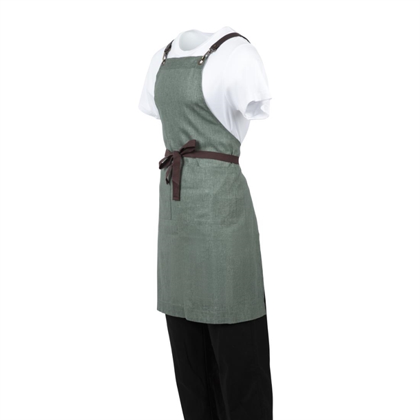 Southside Linen Blend Bib Apron Forest Green Southside Linen Blend Bib Apron Forest Green