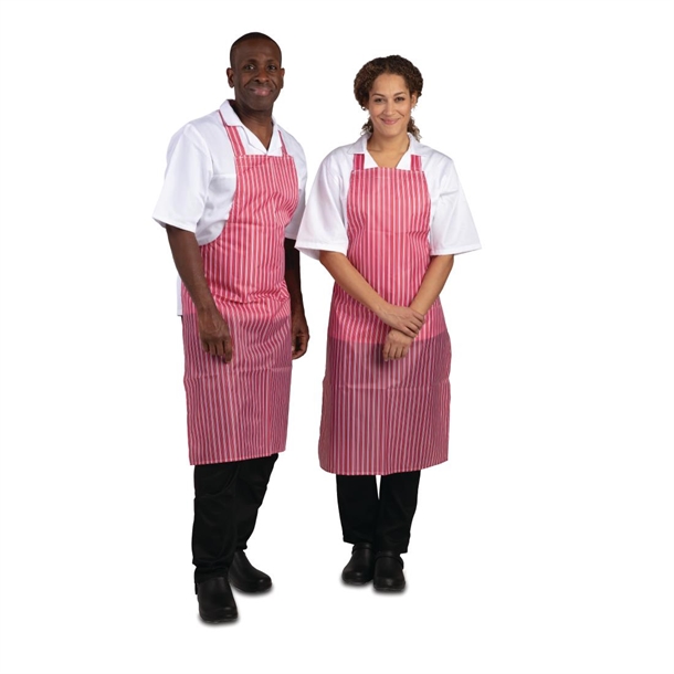 Whites Water Resistant Bib Apron Red/White Stripe Whites Water Resistant Bib Apron Red/White Stripe