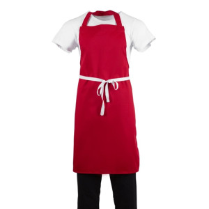 Whites Bib Apron Polycotton Red