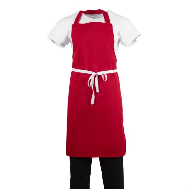 Whites Bib Apron Polycotton Red Whites Bib Apron Polycotton Red