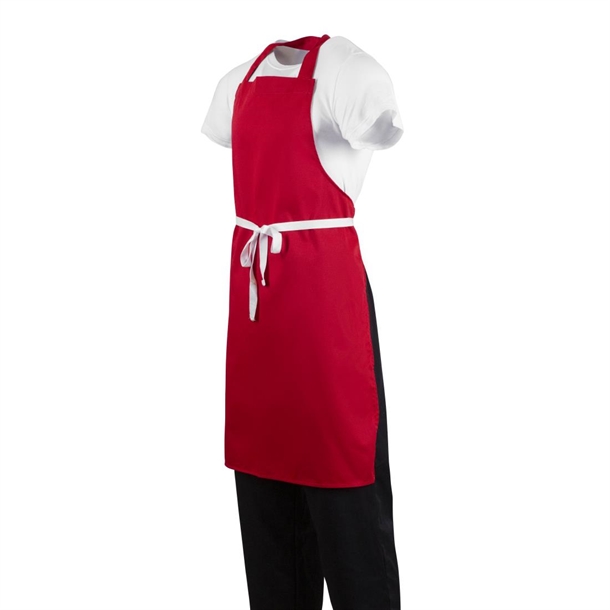 Whites Bib Apron Polycotton Red Whites Bib Apron Polycotton Red