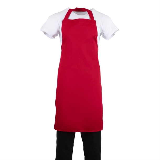 Whites Bib Apron Polycotton Red Whites Bib Apron Polycotton Red