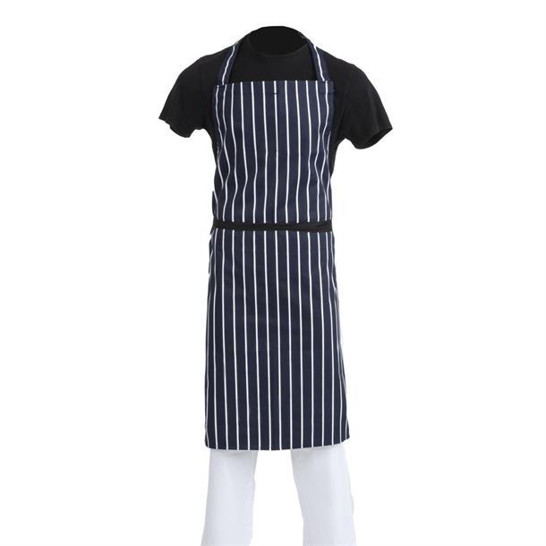 Whites Bib Apron Blue/White Butchers Stripe XL Whites Bib Apron Blue/White Butchers Stripe XL