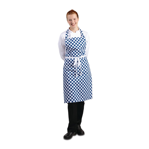 Whites Bib Apron Polycotton Blue/White Check Whites Bib Apron Polycotton Blue/White Check