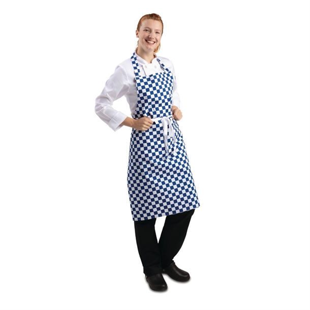 Whites Bib Apron Polycotton Blue/White Check Whites Bib Apron Polycotton Blue/White Check