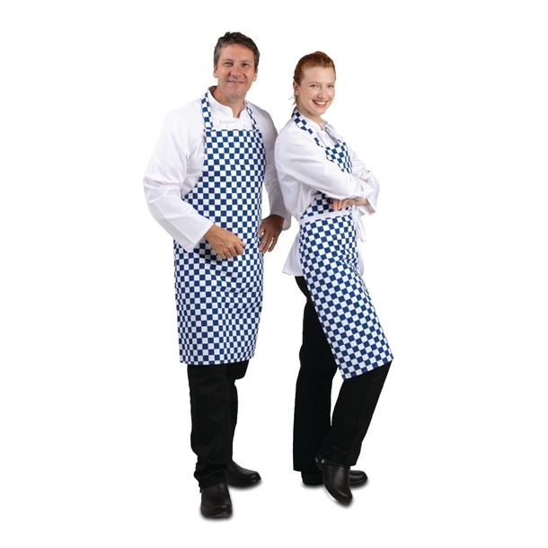 Whites Bib Apron Polycotton Blue/White Check Whites Bib Apron Polycotton Blue/White Check