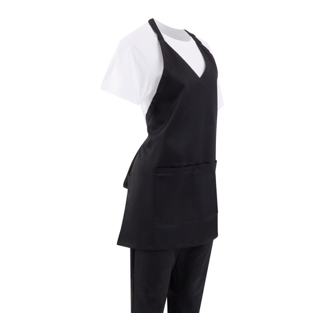 Whites V Neck Service Apron Black