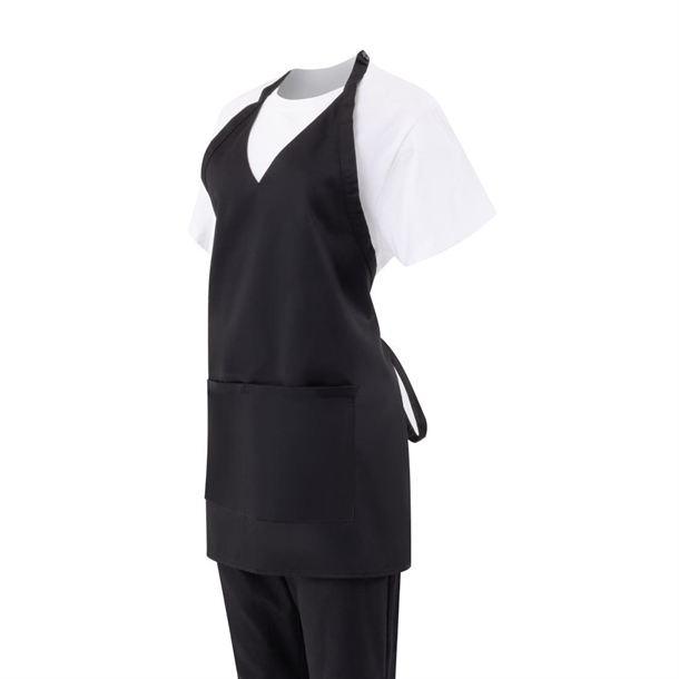 Whites V Neck Service Apron Black