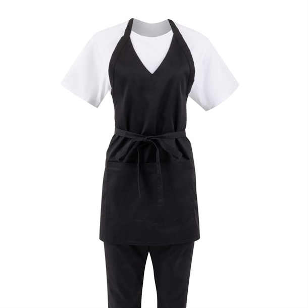Whites V Neck Service Apron Black