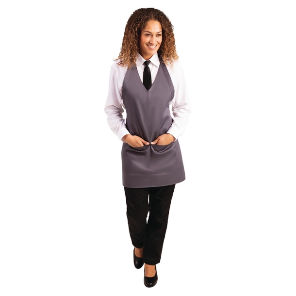 Whites V Neck Service Bib Apron Charcoal