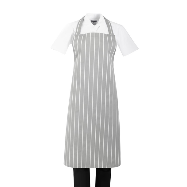 Whites Bib Apron Grey/White Butchers Stripe Whites Bib Apron Grey/White Butchers Stripe