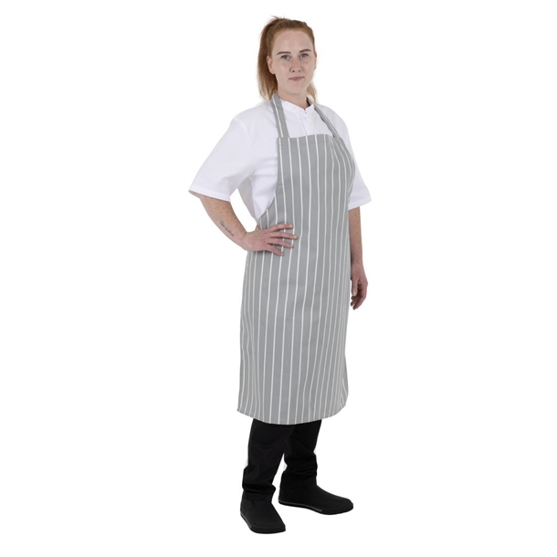 Whites Bib Apron Grey/White Butchers Stripe Whites Bib Apron Grey/White Butchers Stripe