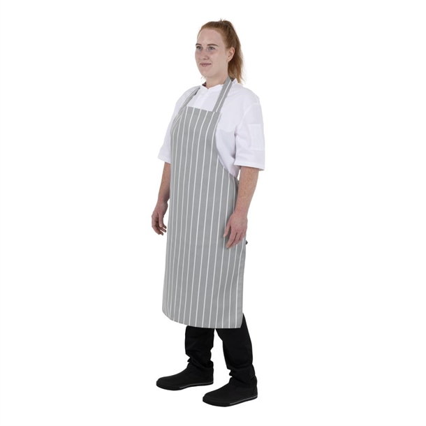 Whites Bib Apron Grey/White Butchers Stripe Whites Bib Apron Grey/White Butchers Stripe