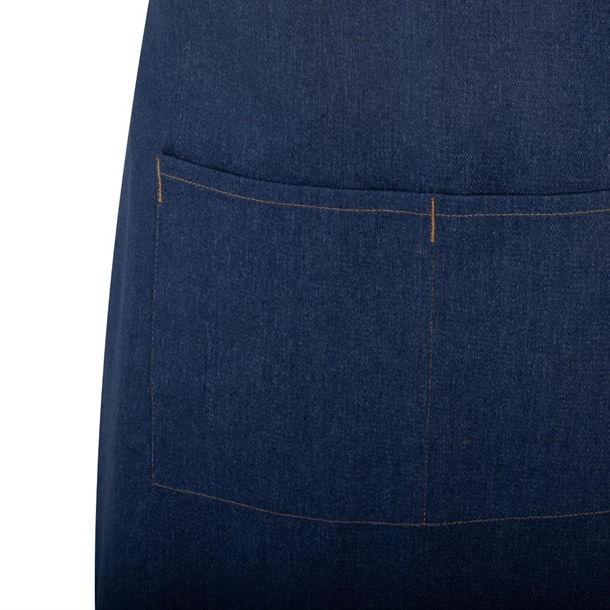 Southside Short Length Bib Apron Denim Blue with Tan Ties