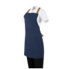 Southside Short Length X-Cross Back Bib Apron Denim Blue with Tan Ties Southside Short Length X-Cross Back Bib Apron Denim Blue with Tan Ties