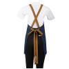 Southside Short Length X-Cross Back Bib Apron Denim Blue with Tan Ties Southside Short Length X-Cross Back Bib Apron Denim Blue with Tan Ties