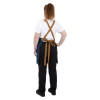 Southside Short Length X-Cross Back Bib Apron Denim Blue with Tan Ties Southside Short Length X-Cross Back Bib Apron Denim Blue with Tan Ties