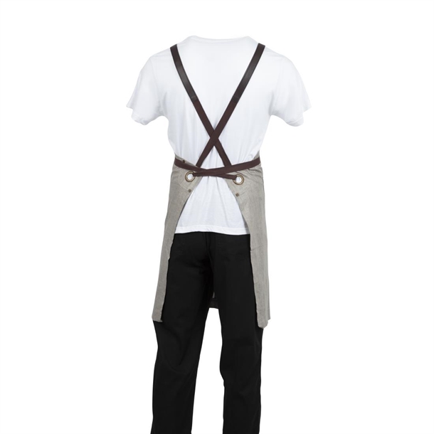 Southside Linen Blend Bib Apron Grey Southside Linen Blend Bib Apron Grey