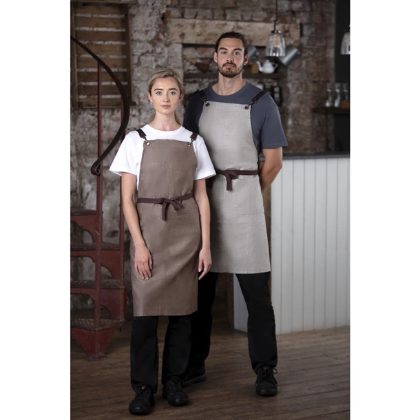 Southside Linen Blend Bib Apron Grey Southside Linen Blend Bib Apron Grey