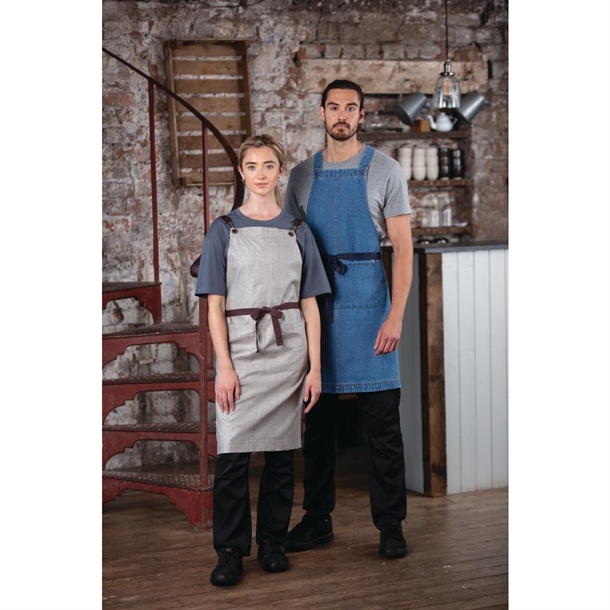 Southside Linen Blend Bib Apron Grey Southside Linen Blend Bib Apron Grey