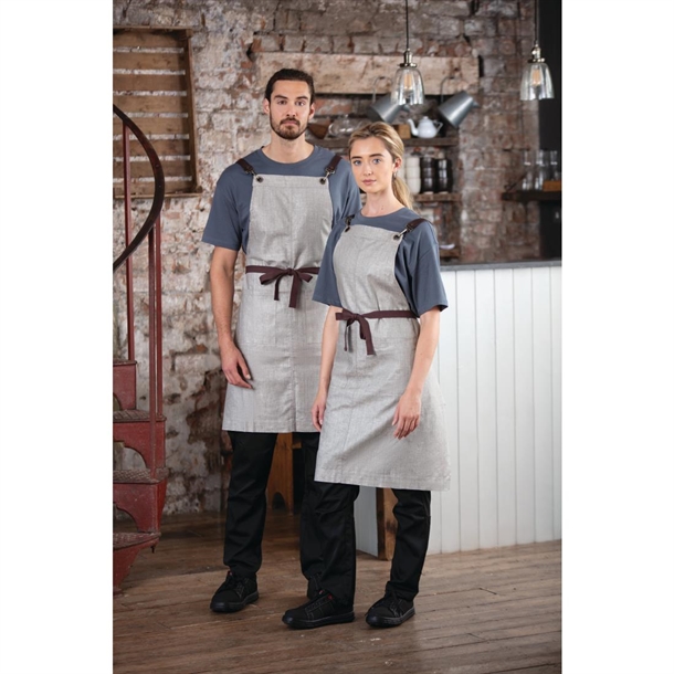 Southside Linen Blend Bib Apron Grey Southside Linen Blend Bib Apron Grey