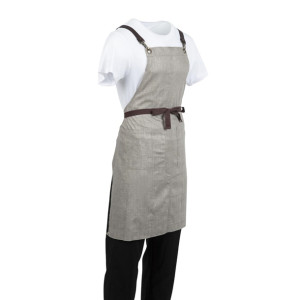 Southside Linen Blend Bib Apron Grey