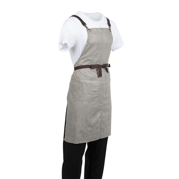 Southside Linen Blend Bib Apron Grey Southside Linen Blend Bib Apron Grey