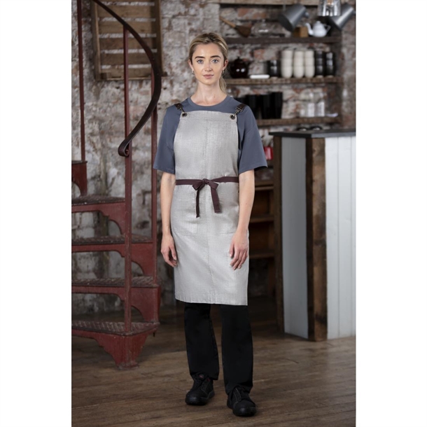 Southside Linen Blend Bib Apron Grey Southside Linen Blend Bib Apron Grey