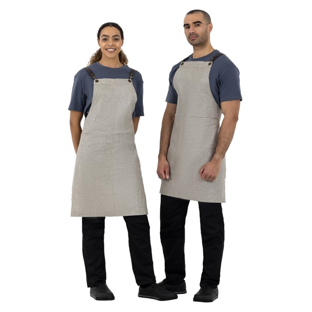 Southside Linen Blend Bib Apron Grey Southside Linen Blend Bib Apron Grey