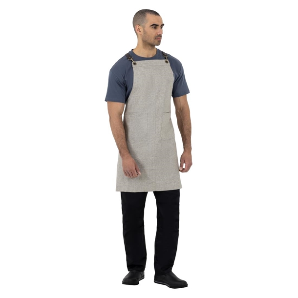 Southside Linen Blend Bib Apron Grey Southside Linen Blend Bib Apron Grey