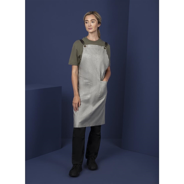 Southside Linen Blend Bib Apron Grey Southside Linen Blend Bib Apron Grey